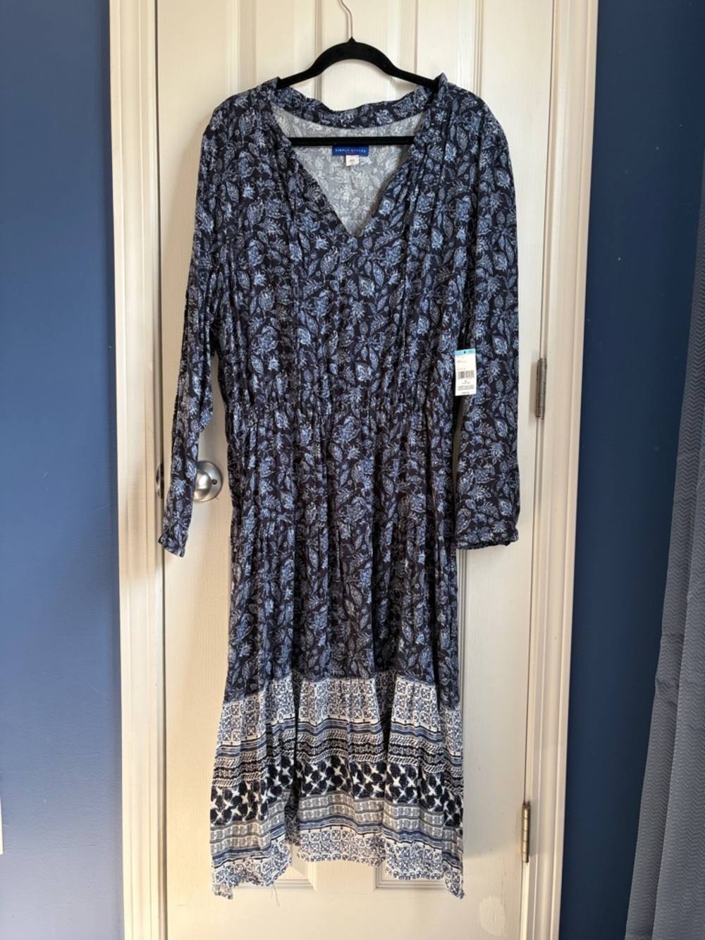 Simple Styled Ruffle Peasant Midi Tiered Dress Size XL Boho Cottagecore